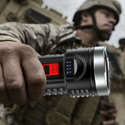 High Powered LED Torch - Super Bright, USB Rechargeable with COB Side ...