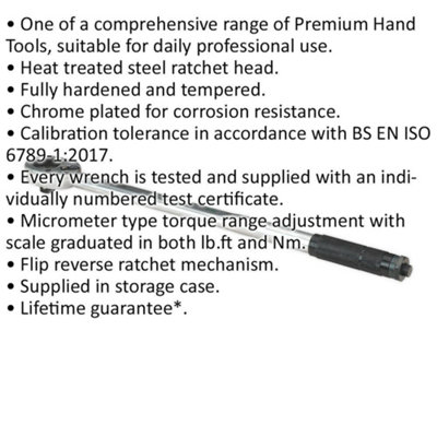 High Precision Calibrated Micrometer Torque Wrench with 3/4" Drive and Flip Reverse Ratchet