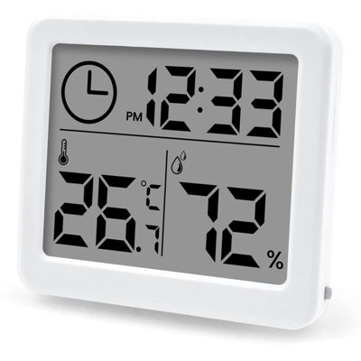 High Precision Thermometer Hygrometer LCD Indoor Humidity Time Monitor ...
