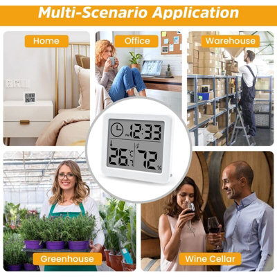High Precision Thermometer Hygrometer LCD Indoor Humidity Time Monitor ...