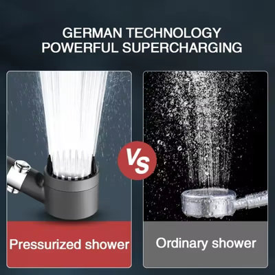High Pressure 3 Mode Filter Shower Head with Massage Brush