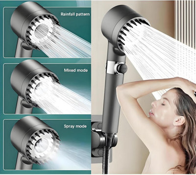 High Pressure 3 Mode Shower Head Kit with Filter & Scalp Massage ...