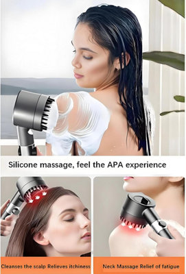High Pressure 3 Mode Shower Head Kit with Filter & Scalp Massage ...