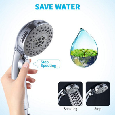 High Pressure 6-Setting Handheld Shower Head with ON/OFF Switch, Spa ...
