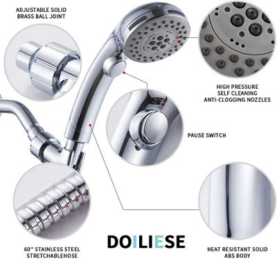 High Pressure 6-Setting Handheld Shower Head with ON/OFF Switch, Spa ...