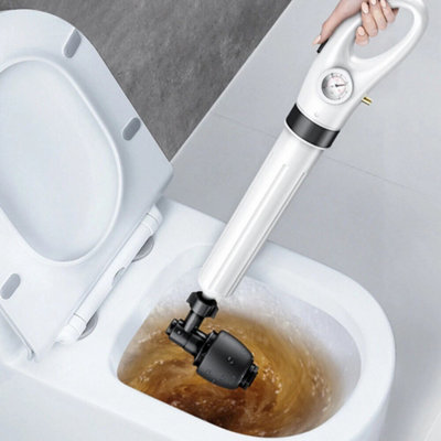 ViaGasaFamido Toilet Plunger - ABS Handle, Stainless Steel Pipe, TPR Elastic Head For Siphon Toilets