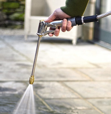 High Pressure Garden Hose Spray Gun Metal Water Sprayer Universal Connector with 3 Spray Patterns for Watering Cleaning