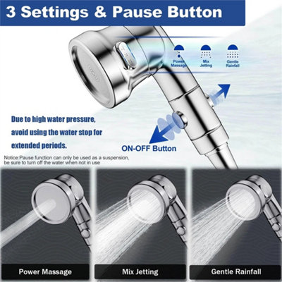 High Pressure Shower Head Handheld Shower Adjustable 3 Spray Modes ...