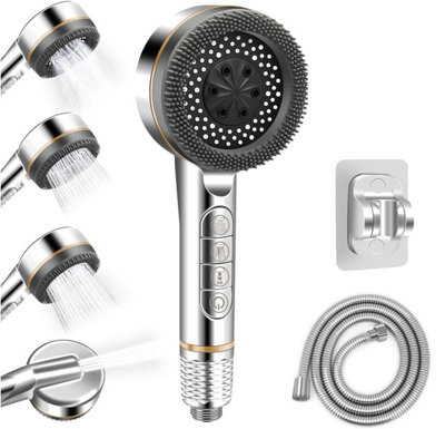 HIGH PRESSURE SHOWER HEAD WITH 1.5M HOSE 4 SPRAY MODES HANDHELD SHOWER HEAD