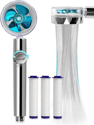 High-pressure water shower head (blue) - Propeller shower head - Turbo ...