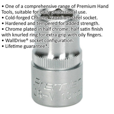 High-Quality 13mm Steel Drive Socket - 1/2 Inch Square Drive Chrome ...