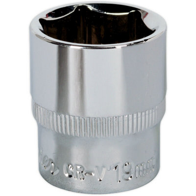 High-Quality 19mm Forged Steel Drive Socket with Polished Chrome Finish
