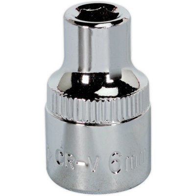 High-Quality 6mm Forged Steel Drive Socket - 3/8 Inch Square Drive with Polished Finish