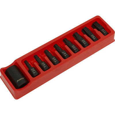 High-Quality 9 Piece Impact Socket Bit Set with Bit Holder and TRX-Star Bits