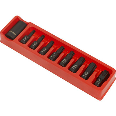 High-Quality 9 Piece Impact Socket Bit Set with Bit Holder and TRX-Star Bits