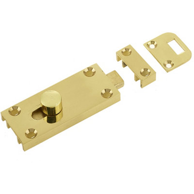 High-Quality Bathroom Slide Bolts 63x25mm in Polished Brass for Security - Sliding Toilet Door