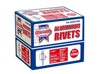 High-Quality Faithfull Aluminium Rivets 3.2mm x 6mm - Bulk Pack of 1000 for Secure Fastening