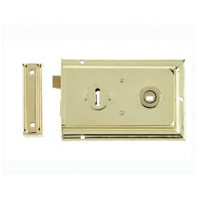 High-Quality Reversible Rim Lock 152x102mm with Electro Brass Finish - Door Lock