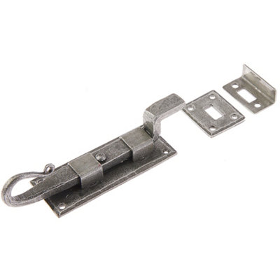 High-Quality Shepherds Crook Necked Bolts 102mm in Durable Pewter Finish - Door Bolt Lock