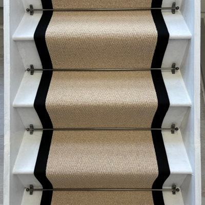 High quality Stair Runner Loop Pile 100% Wool edge Kalahari Caramel 60 ...