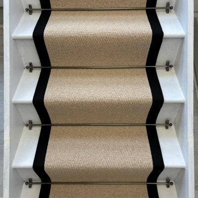 High quality Stair Runner Loop Pile 100% Wool edge Kalahari Caramel