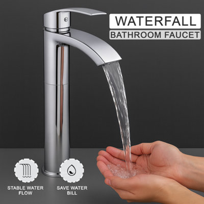 Bathroom Curve Sink Faucets Chrome Finish Single Hole/Handle Lavatory Mixer Taps