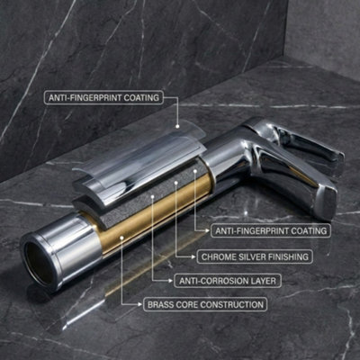 High Rise Tall Basin Mixer Tap for Countertop Sinks Modern Round Single ...