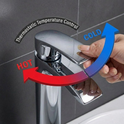 High Rise Tall Basin Mixer Tap for Countertop Sinks Modern Round Single ...