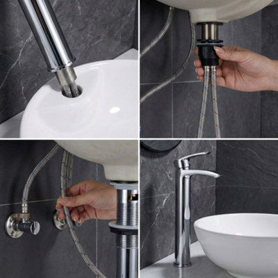 High Rise Tall Basin Mixer Tap for Countertop Sinks Modern Round Single ...