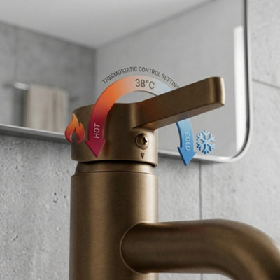 High Rise Tall Basin Mixer Tap for Sinks Modern Round Single Lever Bathroom Faucet, Durable Brass, BRONZE