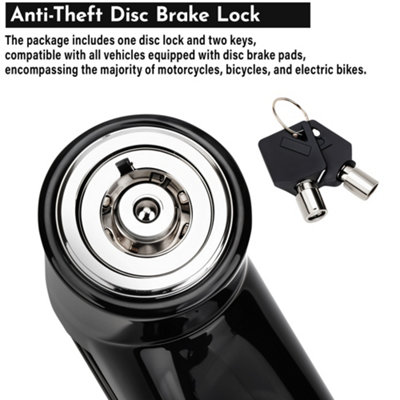 High Security Disc Lock, 2 Keys Wheel Immobiliser Disc Brake Lock, Black