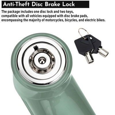 High Security Disc Lock, 2 Keys Wheel Immobiliser Disc Brake Lock, Silver