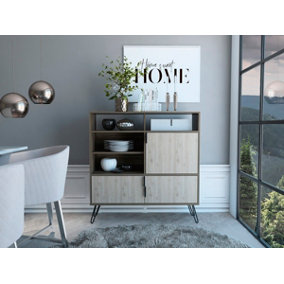 High sideboard with multi compartments, smoked oak, Nevada