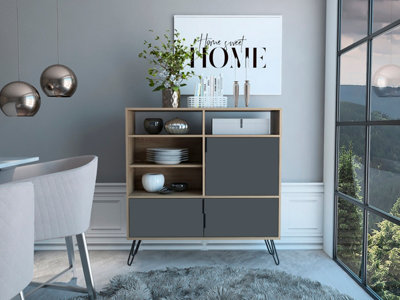 high sideboard with storage areas, bleached oak, Vegas range