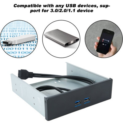 High-Speed 2-Port USB 3.0 Hub with 20-Pin Optical Disk Drive Front Panel