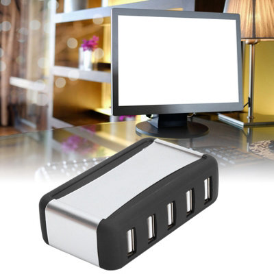 High-Speed 7-Port USB Hub with Power Supply for Desktops and Laptops