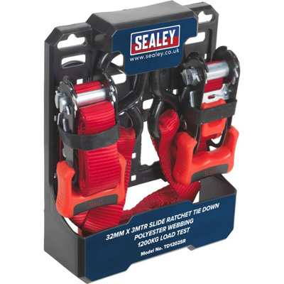 High-Strength 32mm x 3m Ratchet Tie Down Strap Set - 1200KG Polyester with S-Hooks