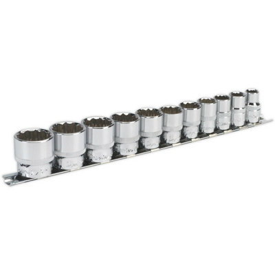 High Torque 11-Piece Socket Set - 3/8" Drive with 12-Point Sockets for Enhanced Performance