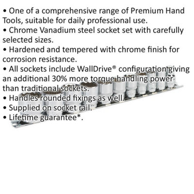 High Torque 11-Piece Socket Set - 3/8" Drive with 12-Point Sockets for Enhanced Performance