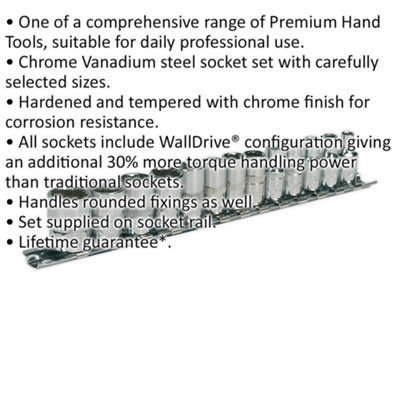 High Torque 13-Piece Socket Set - 1/4" Metric Square Drive with WallDrive Technology