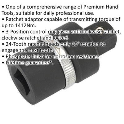 High Torque 3/4 Inch Square Drive Ratchet Adaptor for Breaker Bars