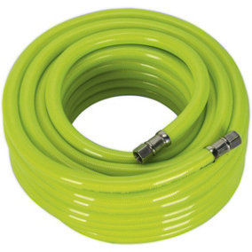 High-Visibility Air Hose with 1/4 Inch BSP Unions - 15 Metre Length - 10mm Bore