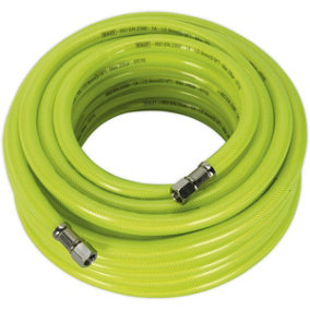 High-Visibility Air Hose with 1/4 Inch BSP Unions - 15 Metre Length - 8mm Bore