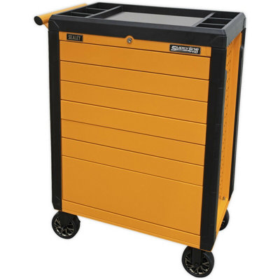 High-Visibility Orange 7 Drawer Portable Tool Chest - Durable Mobile Storage Solution