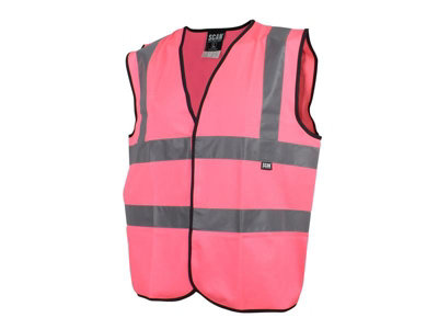 High Visibility Pink Safety Waistcoat Size M for Maximum Protection