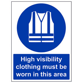 High Visibility Worn In Area PPE Sign - Rigid Plastic - 300x400mm (x3)