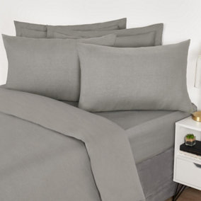 Highams 10 x Soft Cotton Housewife Pillowcases, Grey - 50 x 75cm