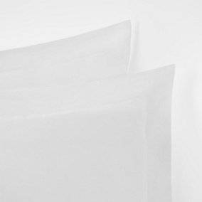 Highams 10 x Soft Polycotton Oxford Edge Pillowcase Set, White - 50 x 75cm