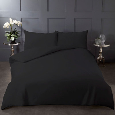 Highams 100% Cotton Duvet Cover with Pillow Case Bedding Set, Grey - Double
