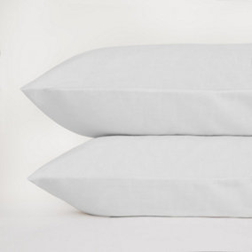 Highams 2 x Soft Cotton Housewife Pillowcases, White - 50 x 75cm